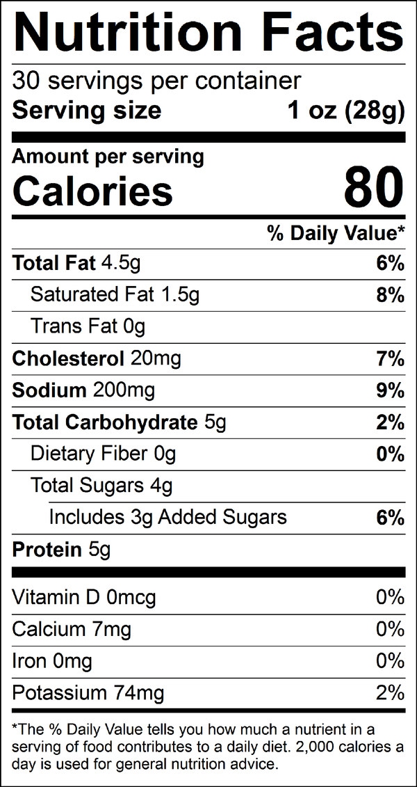 Thrushwood Farms Honey BBQ Snack Stick Nutrition