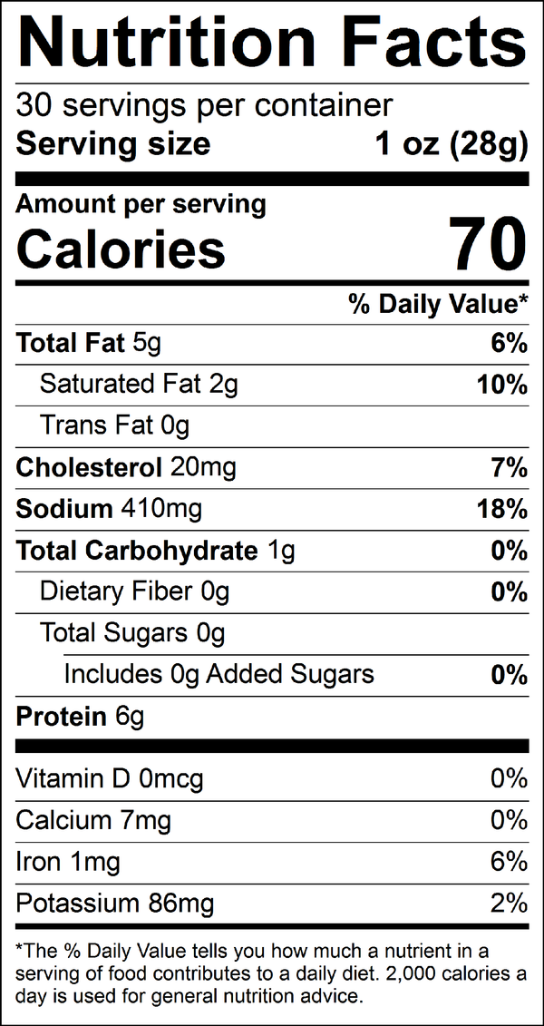 Thrushwood Farms Original Beef Snack Stick Nutrition